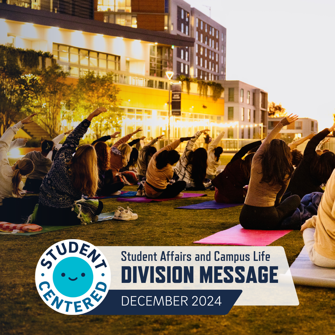 Students stretching during sunrise on Sixth College Lawn.png