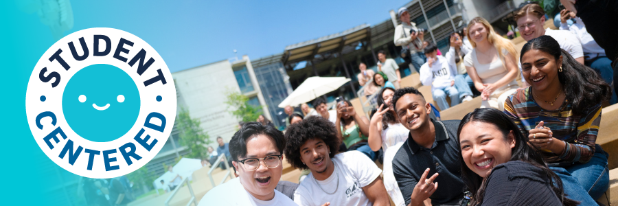 Students sitting on the Epstein Family Amphitheater steps